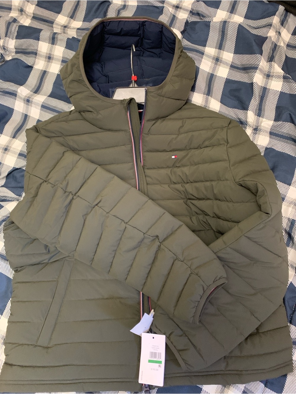 Tommy Hilfiger Olive Green Quilted Puffer Jacket with Hood